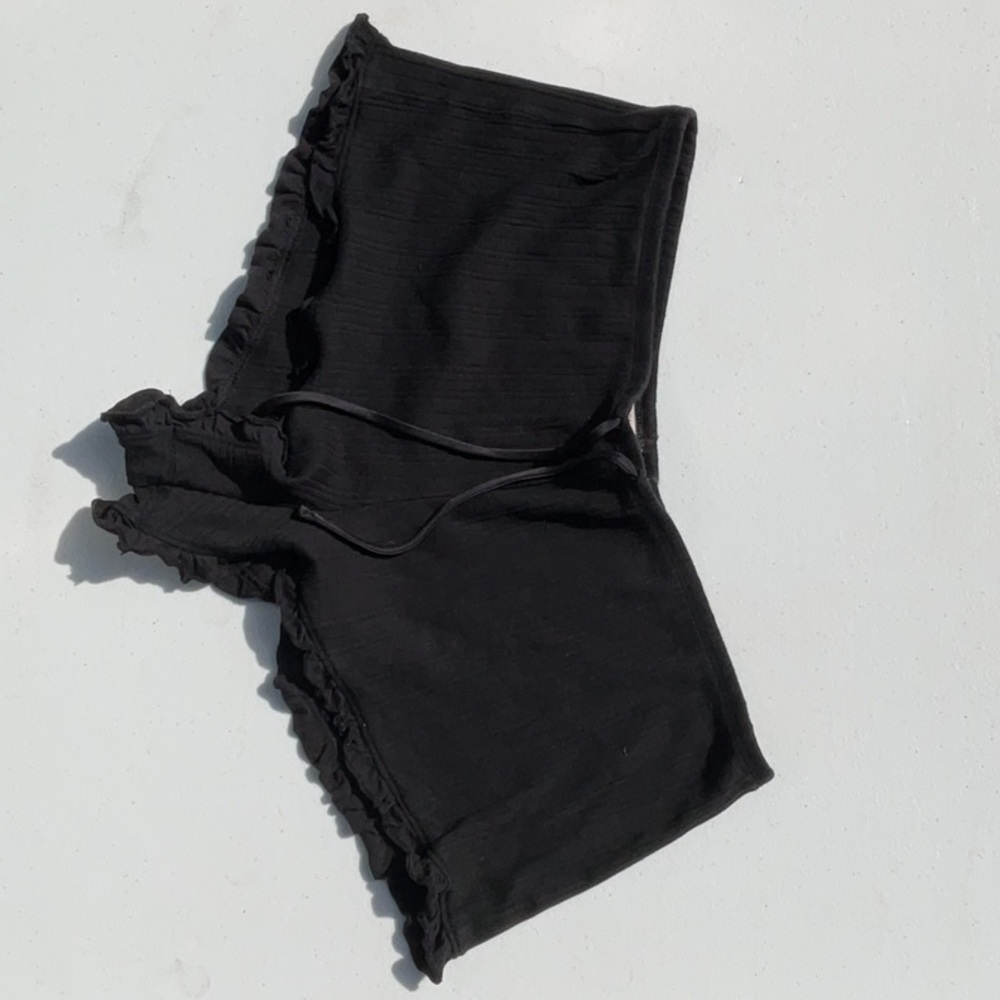 Black Ruffled Women's Sleep Shorts